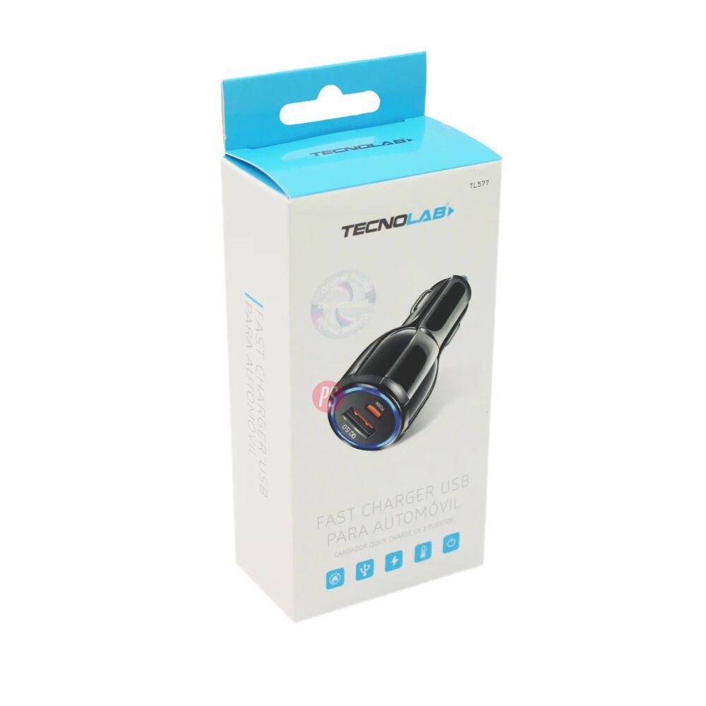 Cargador Auto 60w Usb-a + Tipo C Carga Rapida 12v - Ps image number 3.0