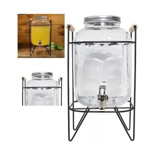 Dispensador De Bebidas De Vidrio 5l Soporte Metal Con Asas