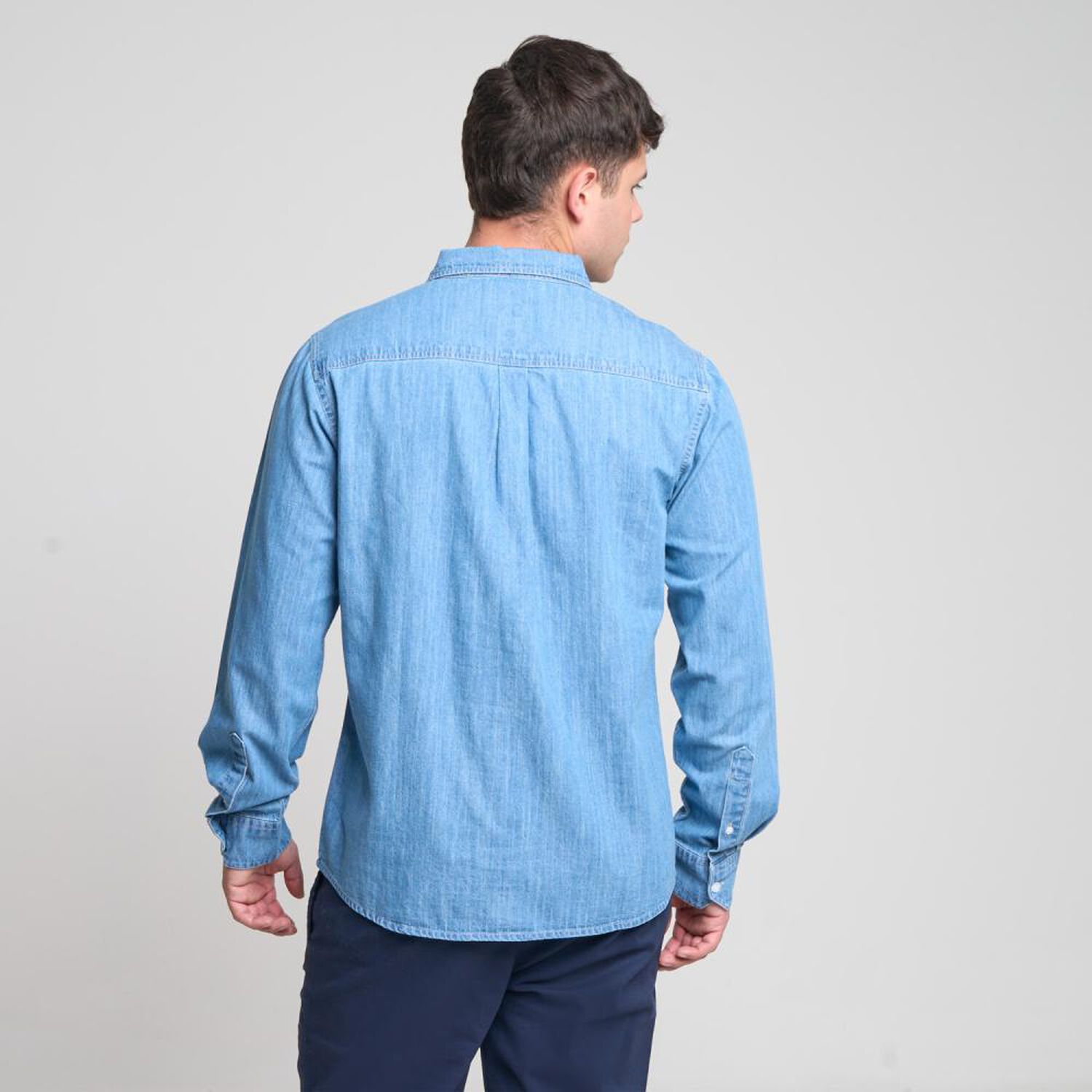 Camisa Lisa Denim Slim Manga Larga Hombre Skuad image number 3.0