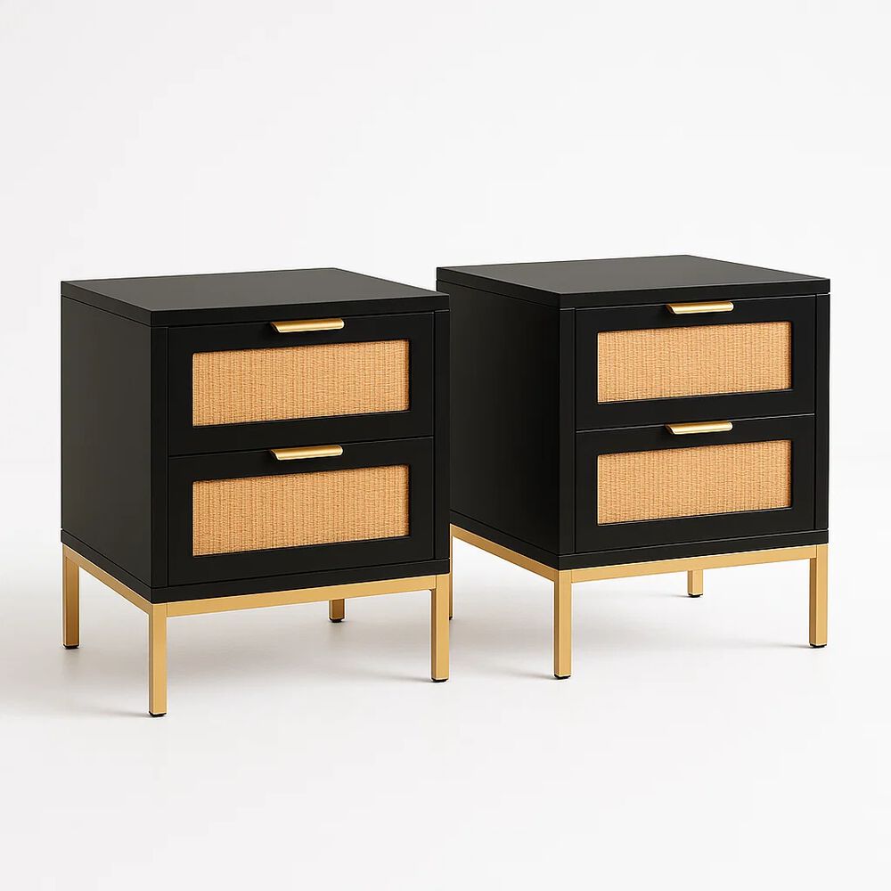 Pack De 2 Veladores Rattan Dark Dos Cajones image number 0.0