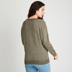 Sweater De Lurex Cuello Redondo Verde