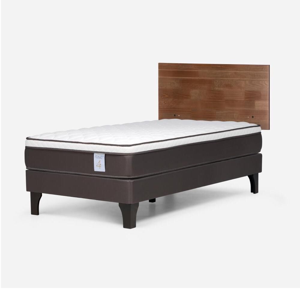 Cama Europea Rosen New Style 4 Plus / 1 Plaza / Base Normal + Respaldo Tabor Caramelo image number 1.0