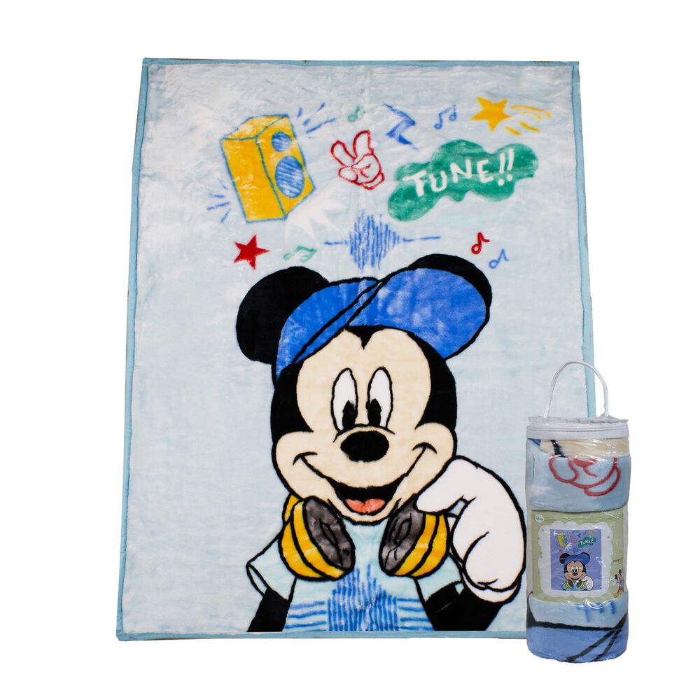 Frazada Ultra Soft Mickey Music 110x140cm Celeste Disney image number 0.0