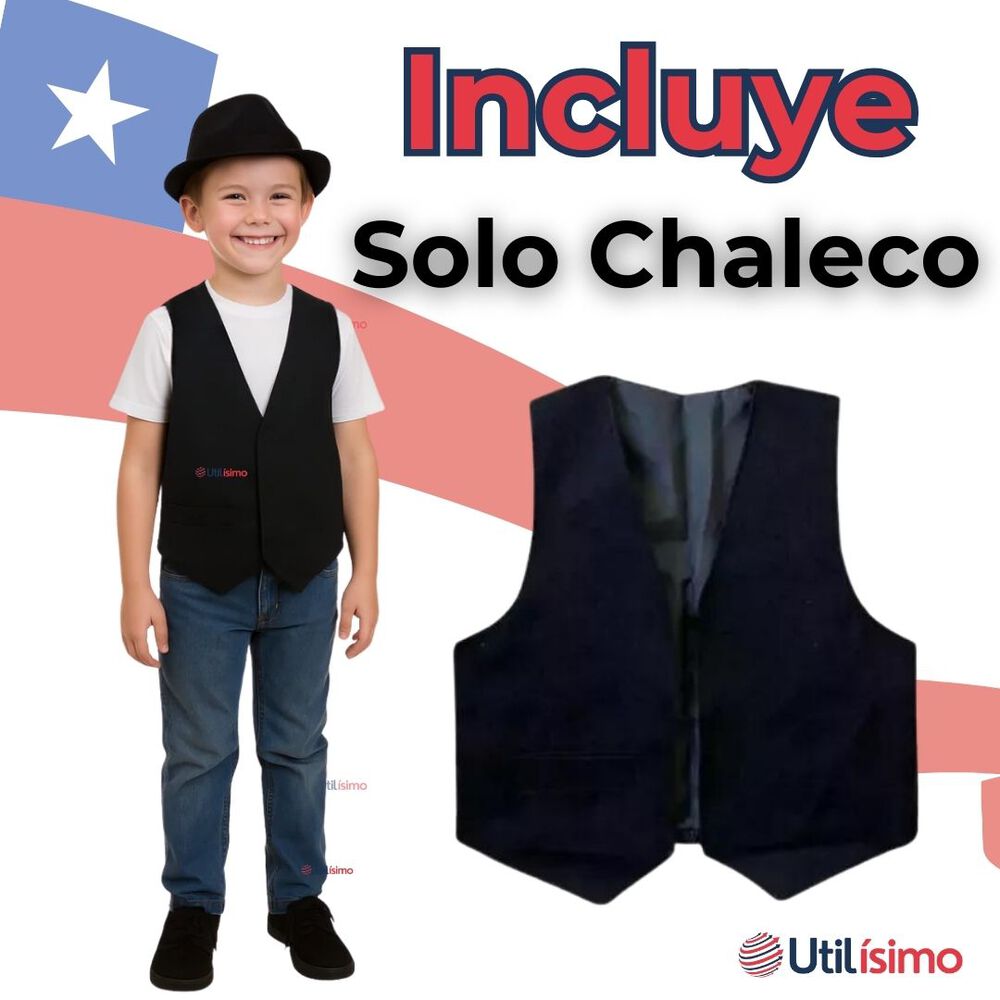Chaleco Bolero Nortino Niño Fiestas Patrias Negro image number 4.0