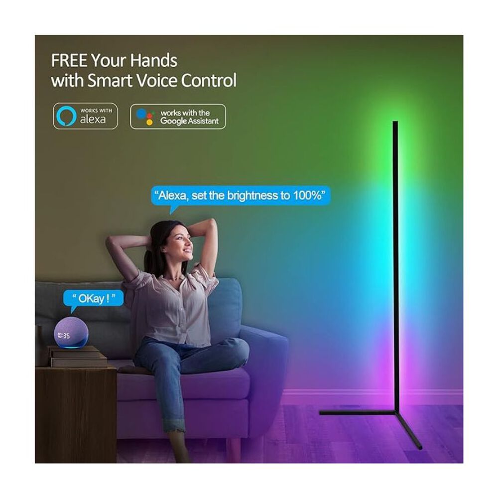 Lampara De Pie Rgb Esquinero Luz Led Control Floorlamp image number 4.0