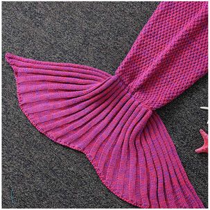 Manta En Forma De Cola De Sirena De Lana Tejida 180 X 90 Fucsia