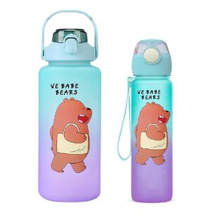 Pack Botellas Agua Motivacional 2l 900ml Verde Morado