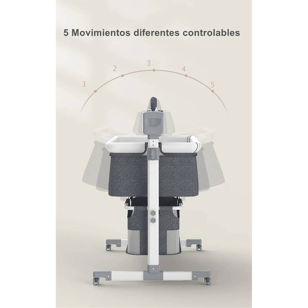 Cuna Colecho Mecedora El&eacute;ctrica Gris Lubabycas image number 2.0