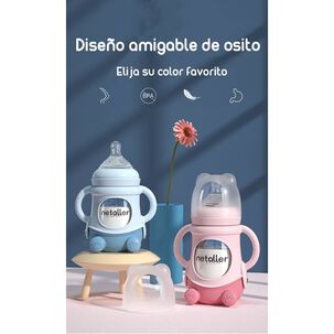 Mamaderas Con Chupetes Y Protector Lubabycas Rosada