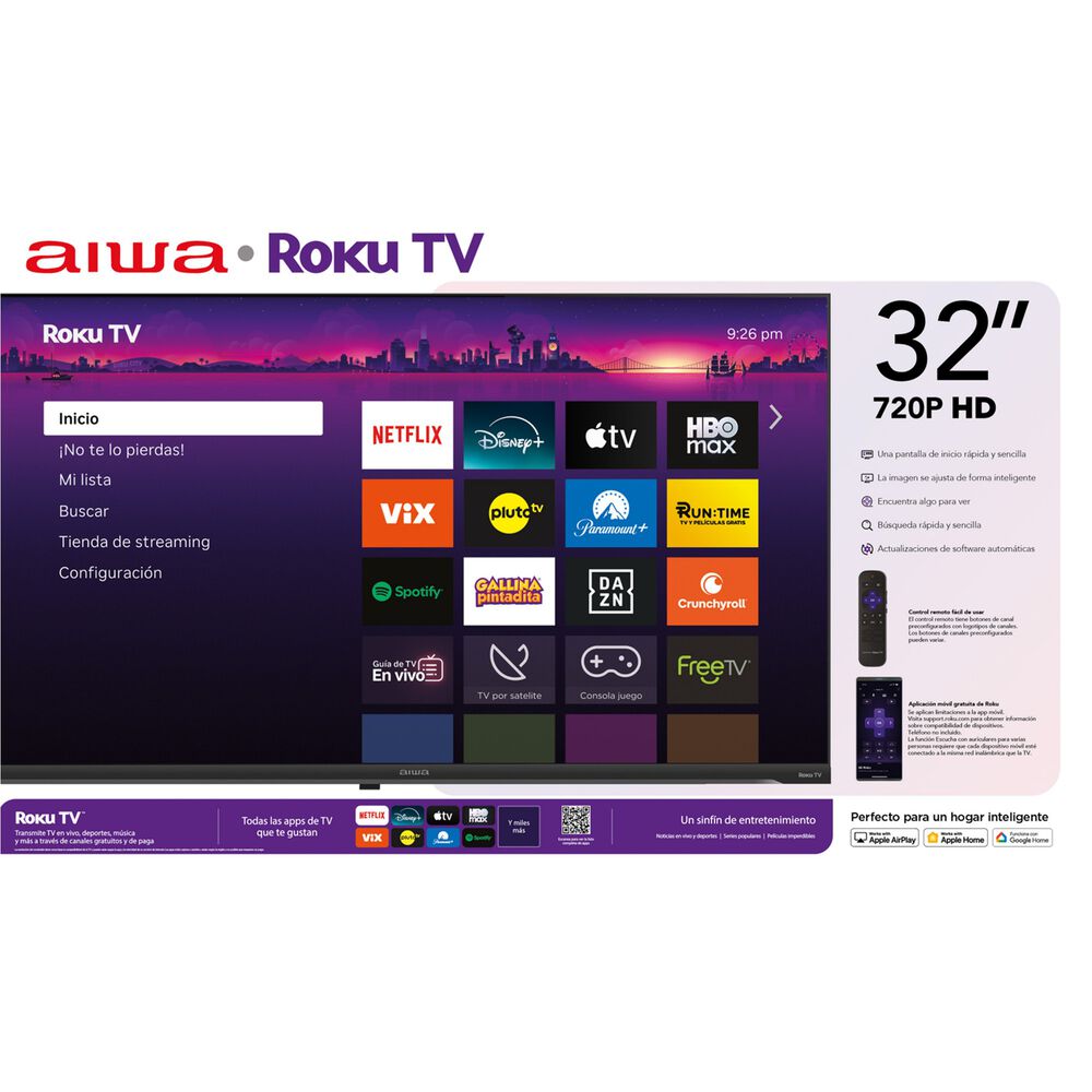 Smart Tv Aiwa 32'' Hd Wifi Sistema Roku Tv image number 2.0