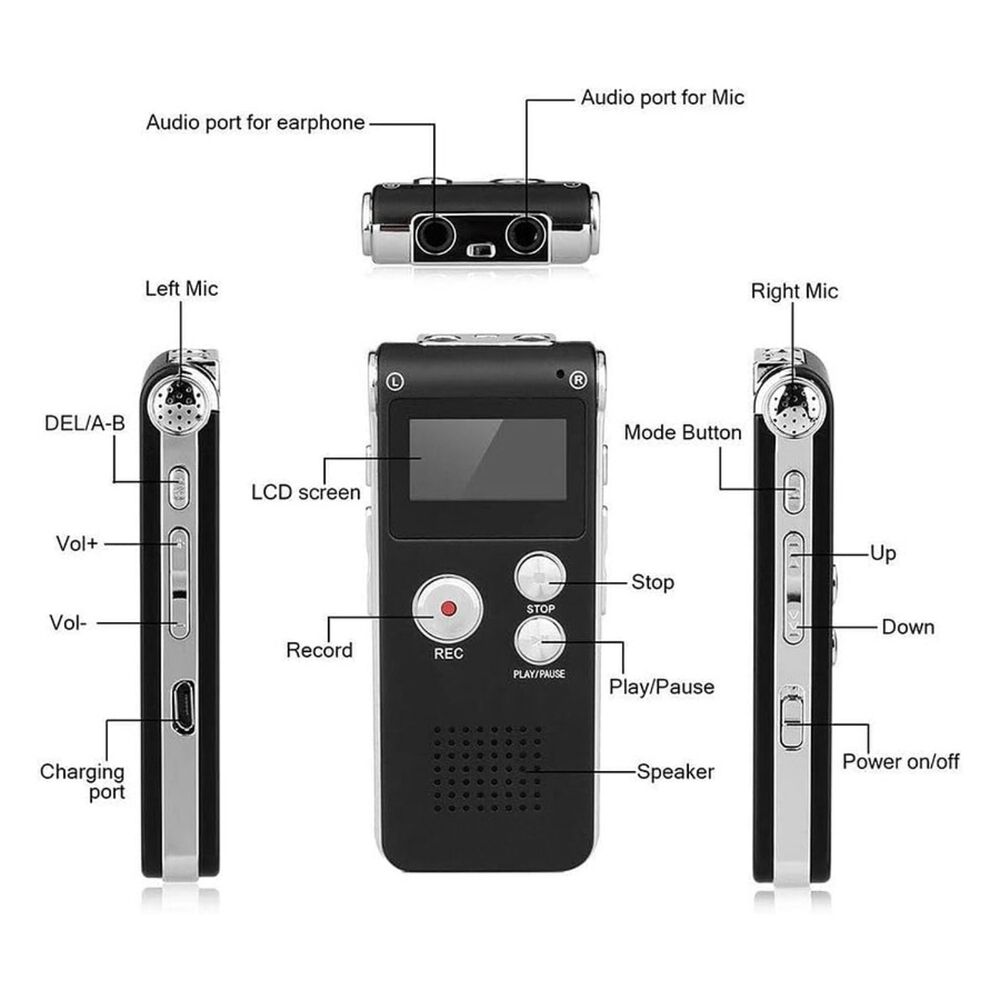 Grabadora Digital Profesional De Voz 8gb Mp3 image number 1.0