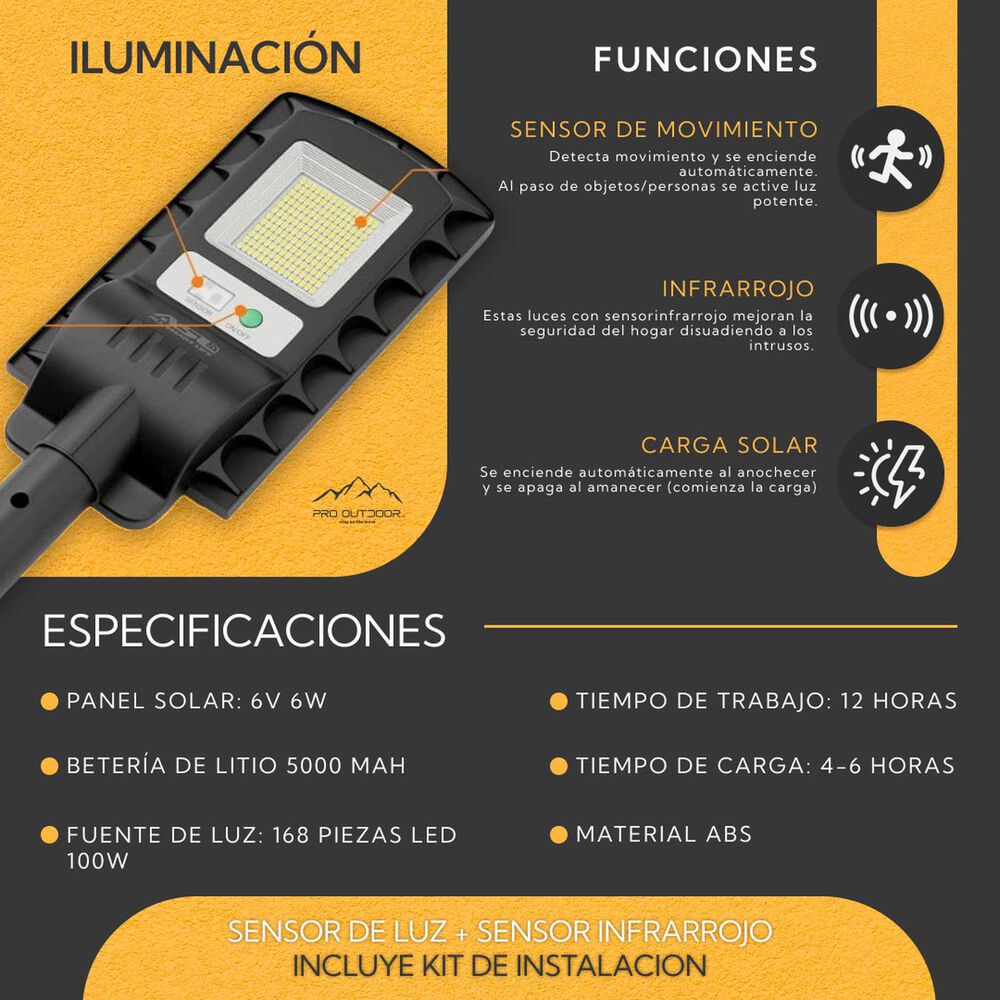 Pack 2 Luminaria Led 100 W Solar Contra Agua image number 3.0