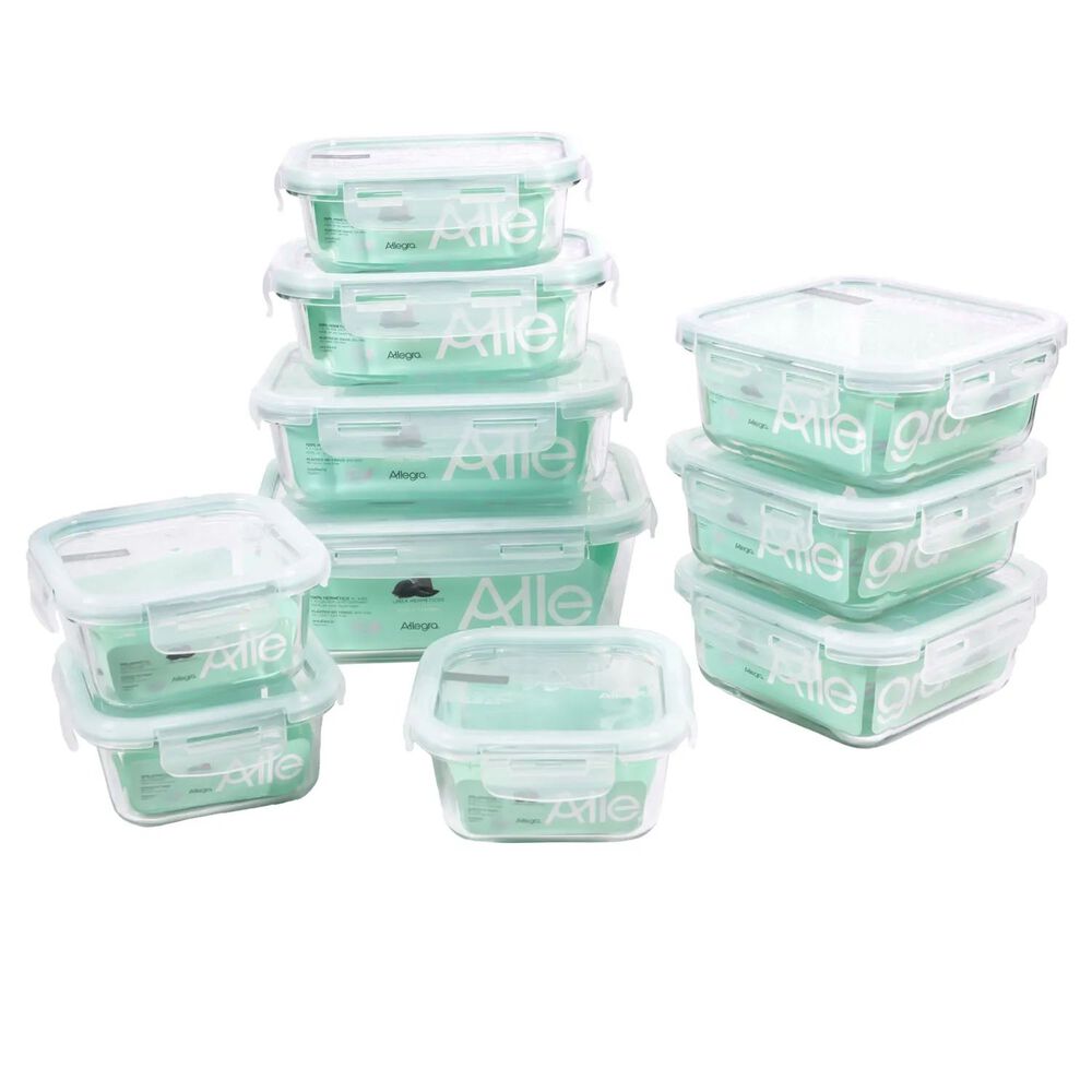Set 10 Contenedores Tapers Hermeticos Vidrio Allegra image number 0.0
