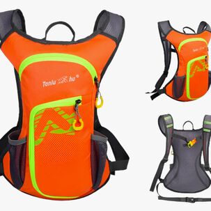 Mochila Outdoor Trekking Running + Bolda De Agua Naranja