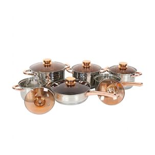 Juego De Ollas Con Tapa De Vidrio Para Cocina 12 Piezas