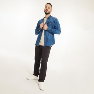 Camisa Denim Manga Larga Hombre Az Black