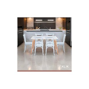 Comedor Rectangular Blanco 120x80cm + 6 Silla Crossback Danubio Blanca