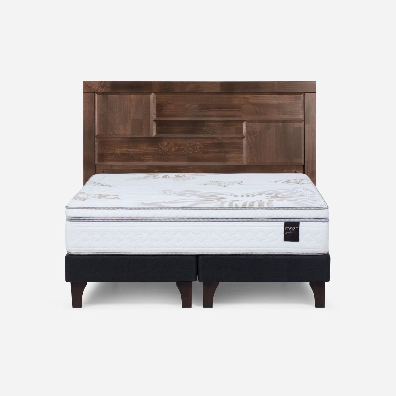 Cama Europea Rosen Art 4 + Respaldo Dolce / 2 Plazas / Base Normal + Respaldo image number 0.0