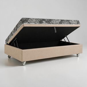 Cama Baul 1.5 Plaza L190 Cm + Colchon Modelo Ideal / Con Ruedas Pyton (beige)