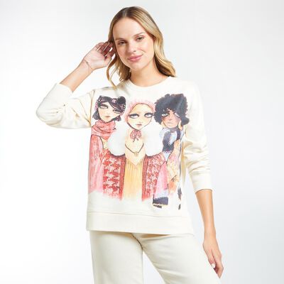 Polerón Oversize Con Estampado Cuello Redondo Mujer Kimera