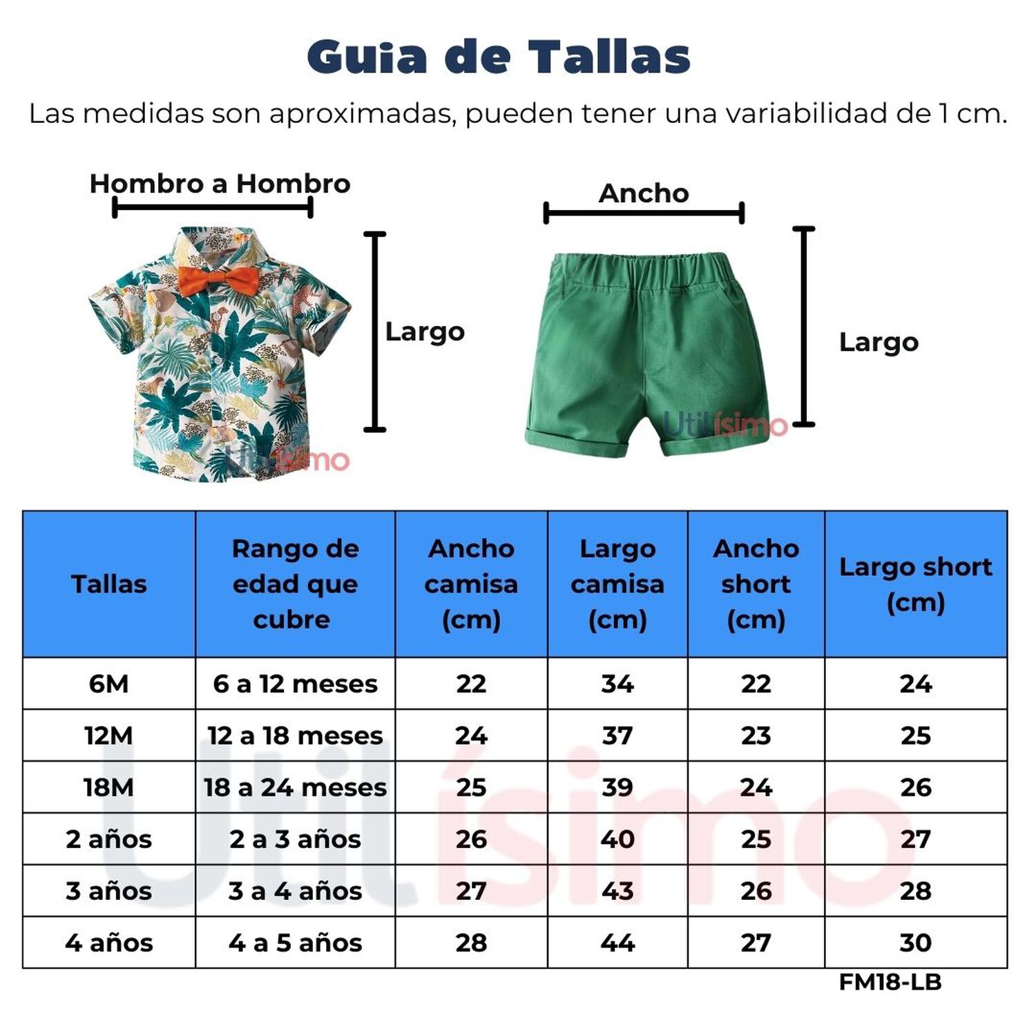 Conjunto De Vestir Hawaiano Manga Corta Ni&ntilde;o 1 A 5 A&ntilde;os Rojo Hawaiano image number 2.0