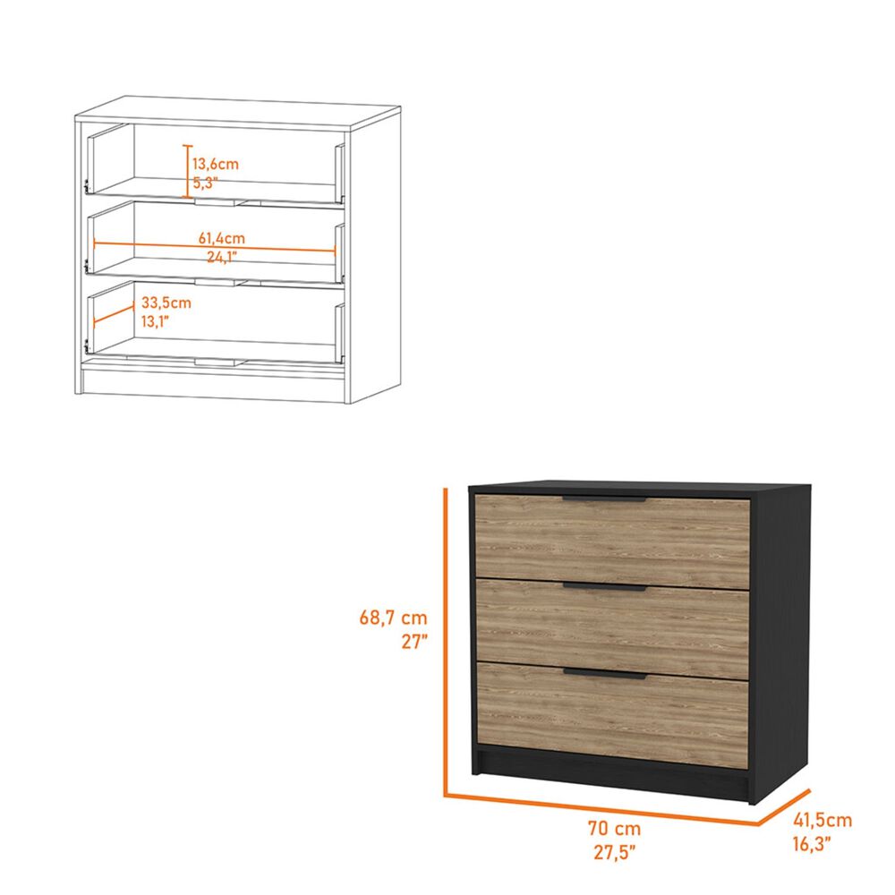 Comoda 3 Cajones Fm-001n - Negro / Cafe Claro image number 6.0