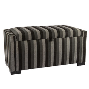 Banqueta Con Baúl Leyzy Rayas Negras 40x55x105 Cm Máxima Design