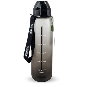 Botella Keep Agua 1 Litro Deportes Outdoor Marcador Ml Negro