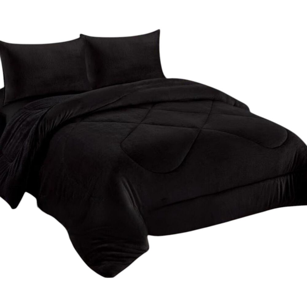 Cobertor De Invierno Plush Con Chiporro 2 Plazas + 2 Fundas De Almohada Negro image number 0.0