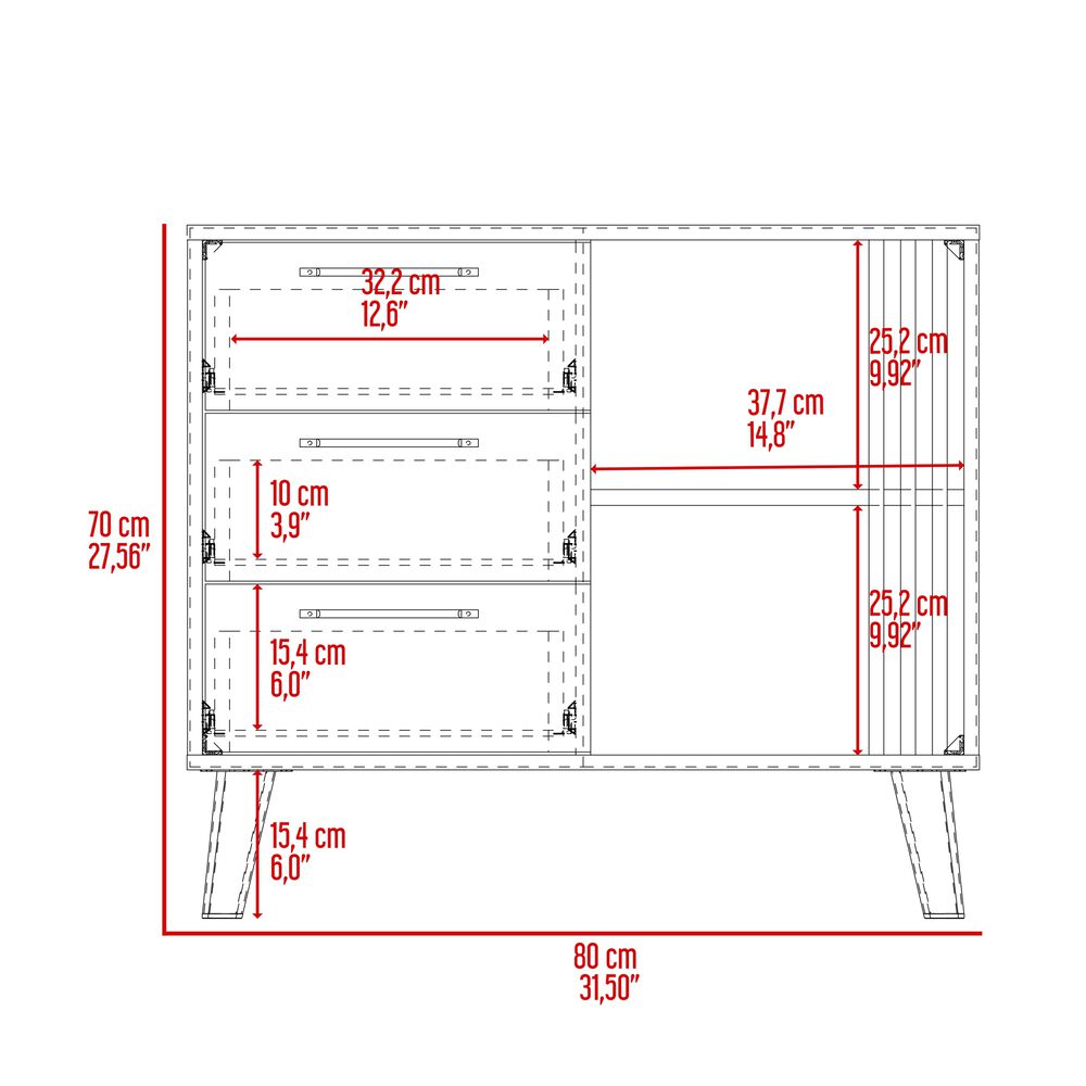 Comoda 3 Cajones Fm 64,4x80x35 Cm Café Claro Y Beige image number 7.0