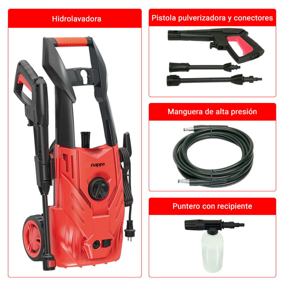 Hidrolavadora Nappo 1800w Jabonera 5mts Manguera image number 2.0