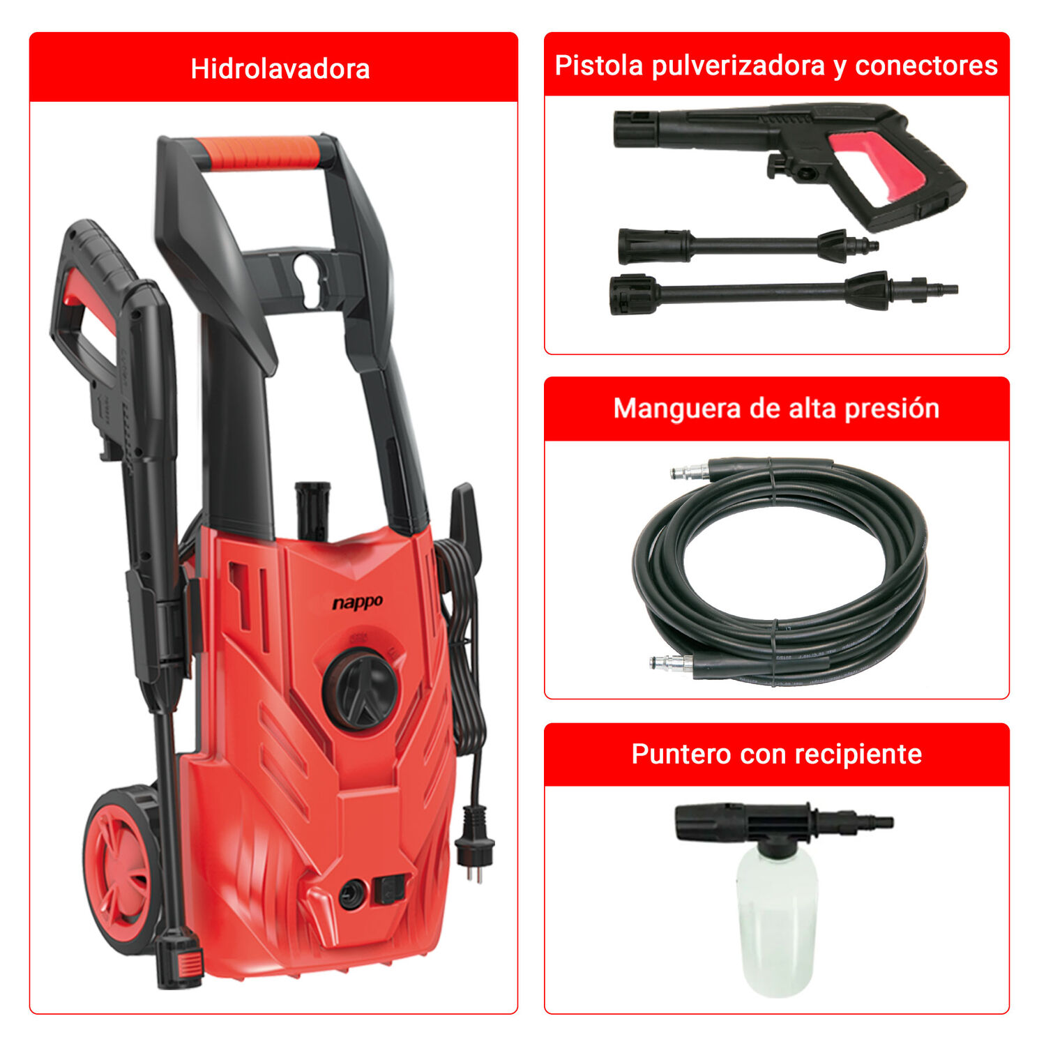 Hidrolavadora Nappo 1800w Jabonera 5mts Manguera image number 2.0