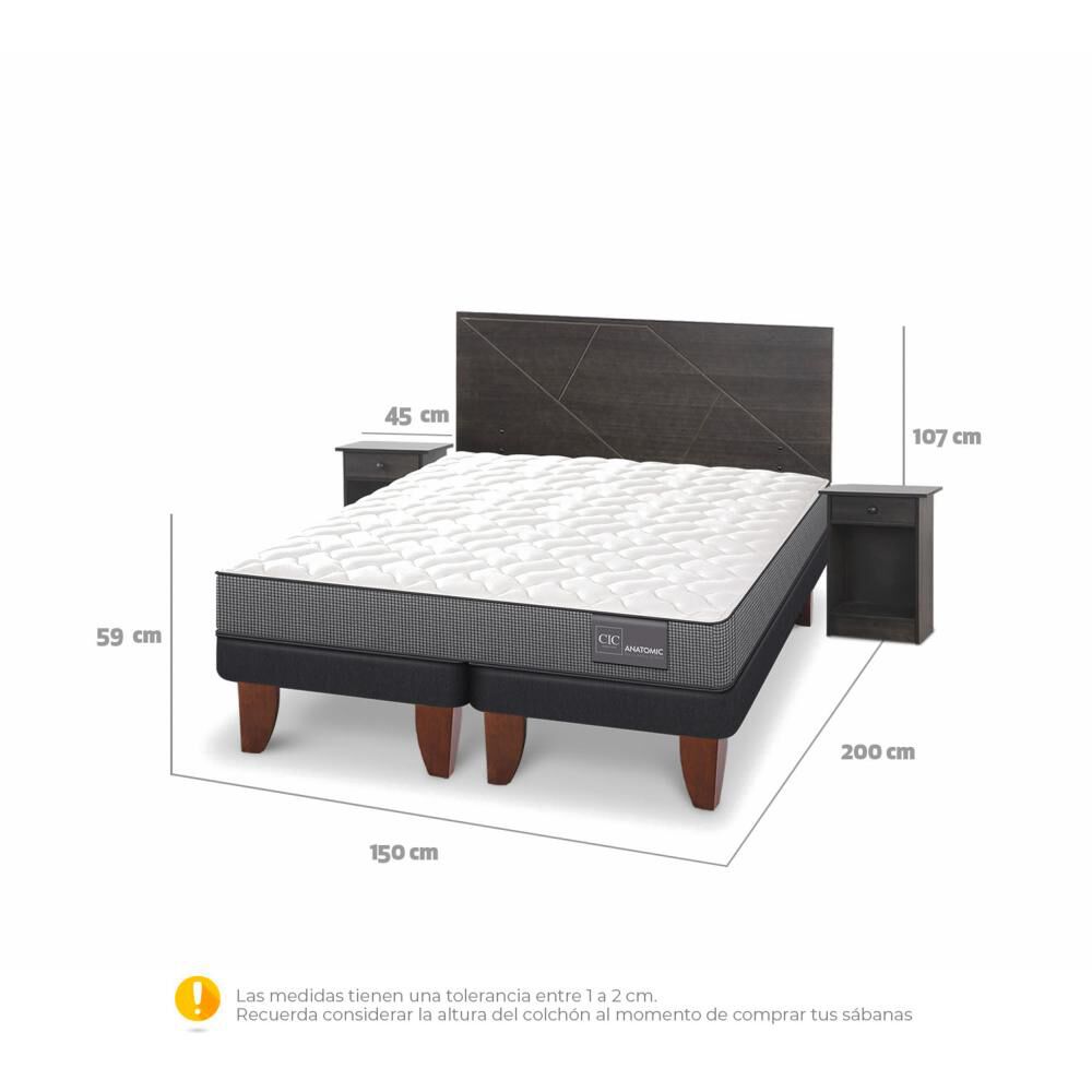 Cama Europea Cic Anatomic / 2 Plazas / Base Dividida + Set De Maderas image number 3.0