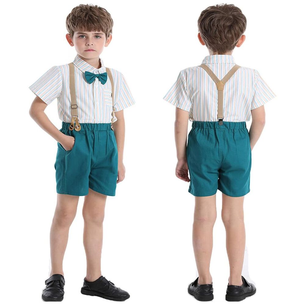 Conjunto De Vestir Con Corbatín Y Pantalón Corto 6 Meses A 4 Años Azul Cielo image number 6.0