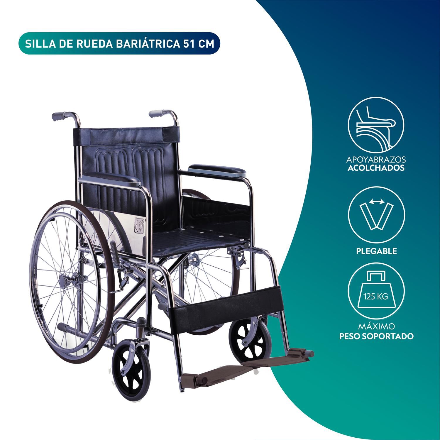 Silla De Ruedas Sobrepeso Bariatrica Strong 51cm image number 2.0