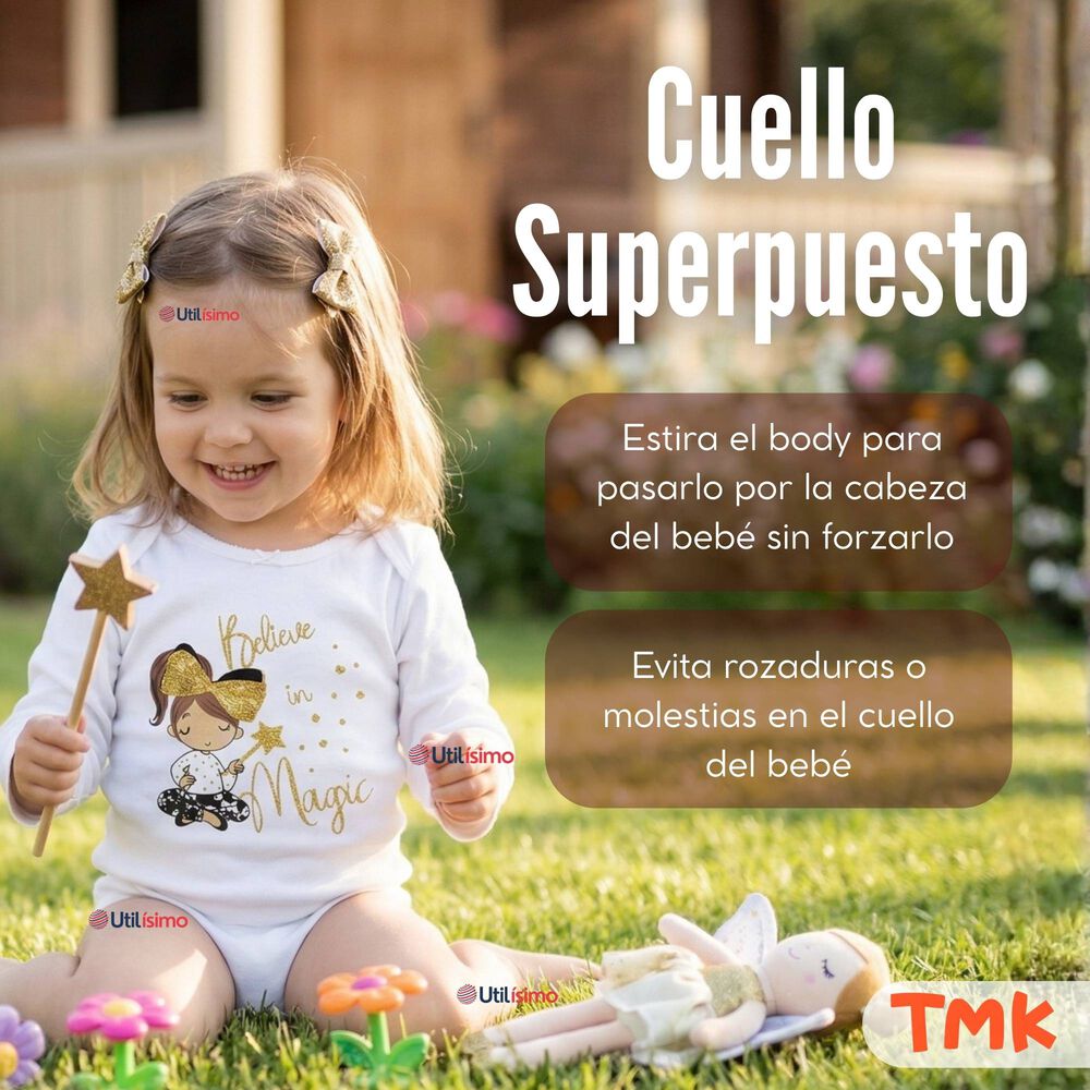 Pack 5 Bodys Manga Larga 100% Algod&oacute;n Beb&eacute; Ni&ntilde;a Golden Magic image number 5.0