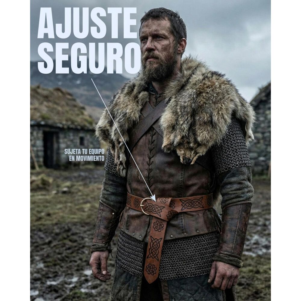 Cinturon Vikingo Medieval De Cuero Pu Accesorio Cosplay image number 3.0