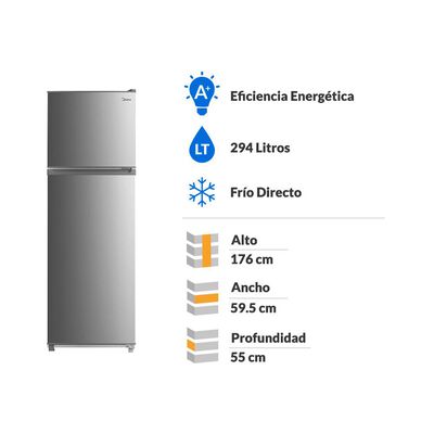 Refrigerador Bottom Freezer Midea MDRT-414FGE02 / Frío Directo / 294 Litros / A+