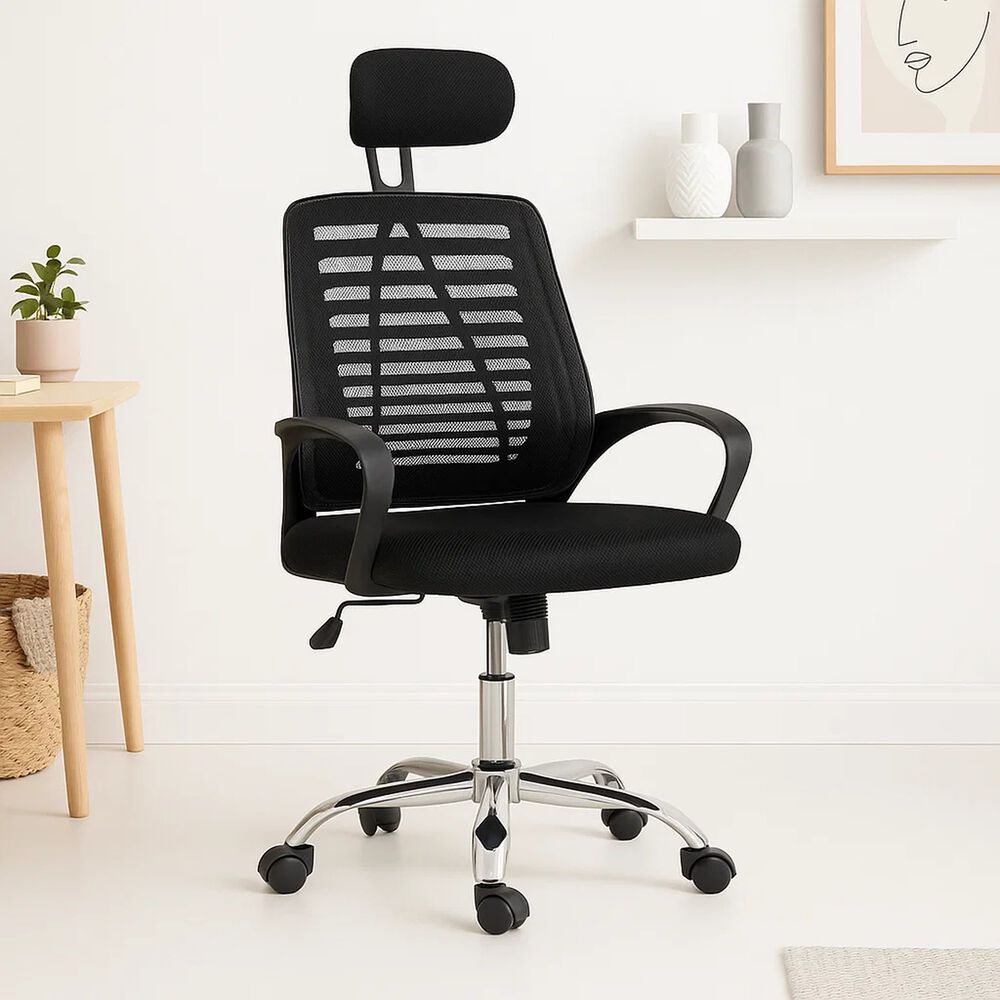 Silla De Oficina Ergos Ergon&oacute;mica Con Cabeza - Negra image number 1.0