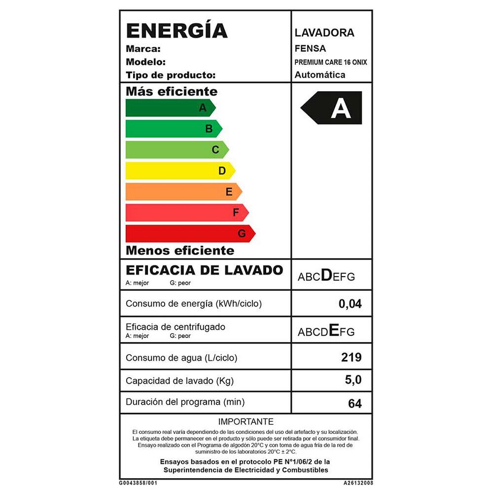 Lavadora Fensa Premium Care Pro 16 X image number 3.0