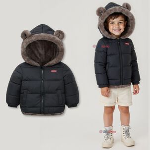 Parka Con Capucha Manga Larga Unicolor Ni&ntilde;o Y Ni&ntilde;a Jump Kids Black