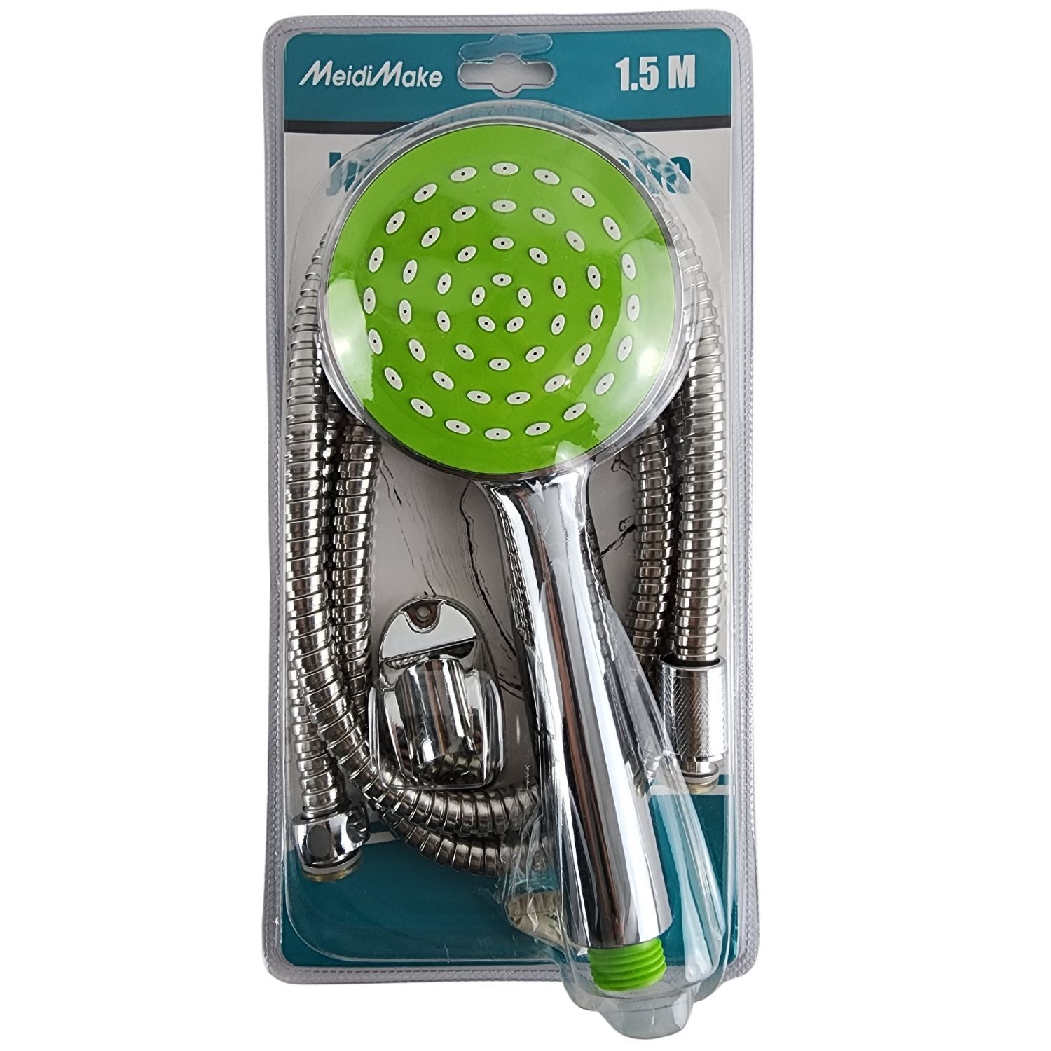 Pack Manguera Flexible 150cm Soporte Mango Ducha Verde image number 8.0