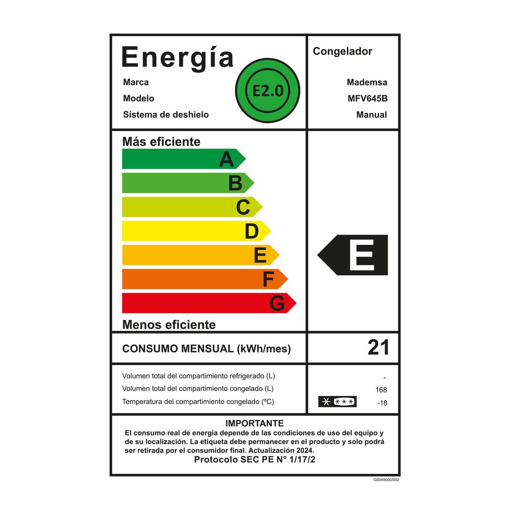 Freezer Mfv645b Blanco 168l Vertical Mademsa image number 9.0