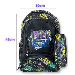 Pack Mochila Lonchera 45cm Juvenil Y Escolar Rock Star
