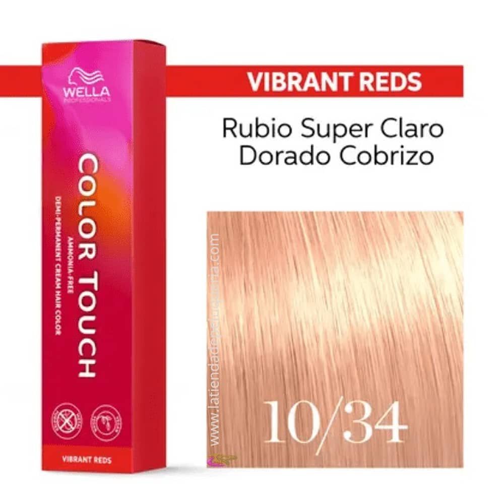 Tinte Para Cabello Wella Color Touch 10/34 Rubio Super Claro Dorado Cobrizo 60ml image number 2.0