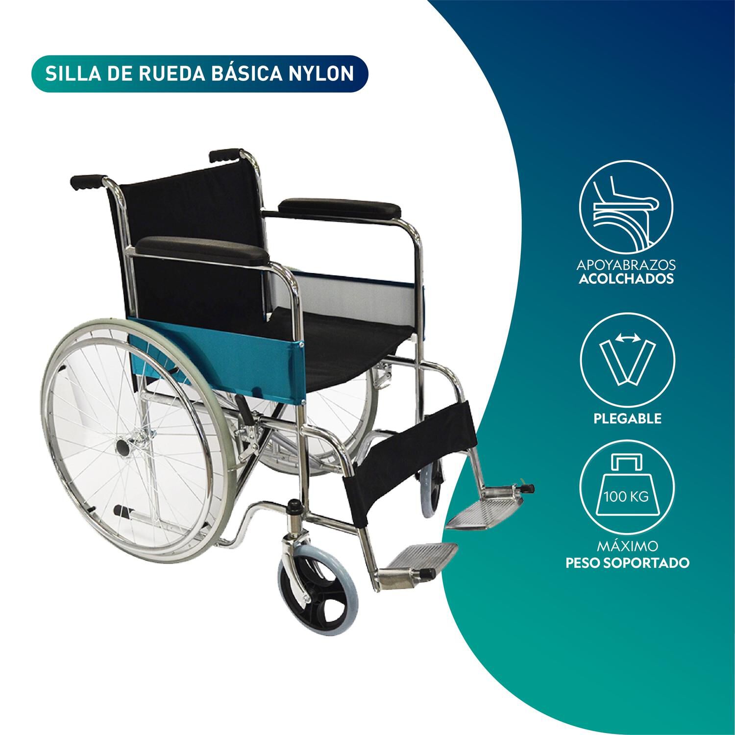 Silla De Ruedas Est&aacute;ndar Asiento Nylon image number 2.0
