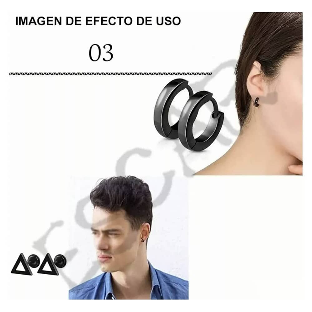 Pack 15 Pares Aretes Hombre Con Piercing, Arracadas Hombre image number 3.0