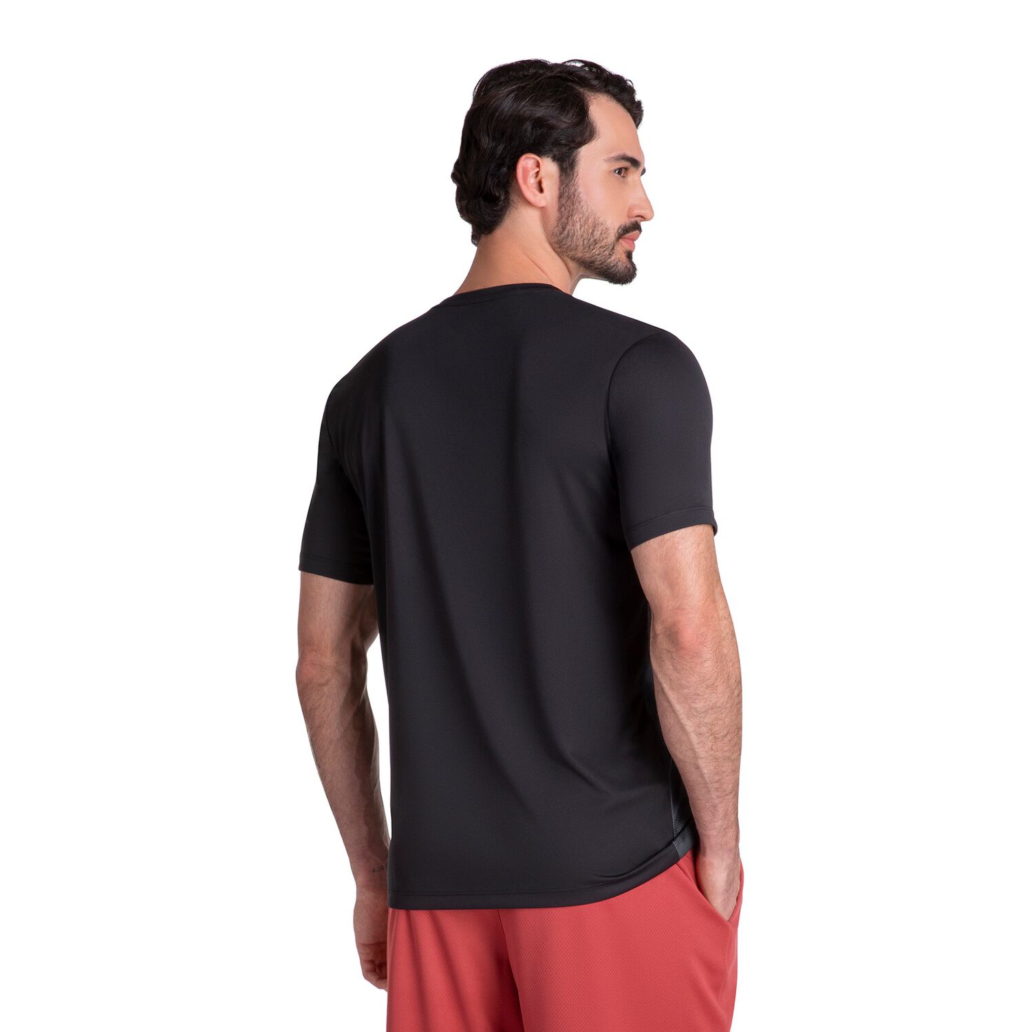 Polera Basic Stamp Manga Corta Negra Hombre image number 3.0