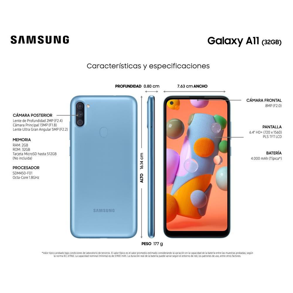 Smartphone Samsung Galaxy A11 Azul / 32 Gb / Liberado image number 7.0