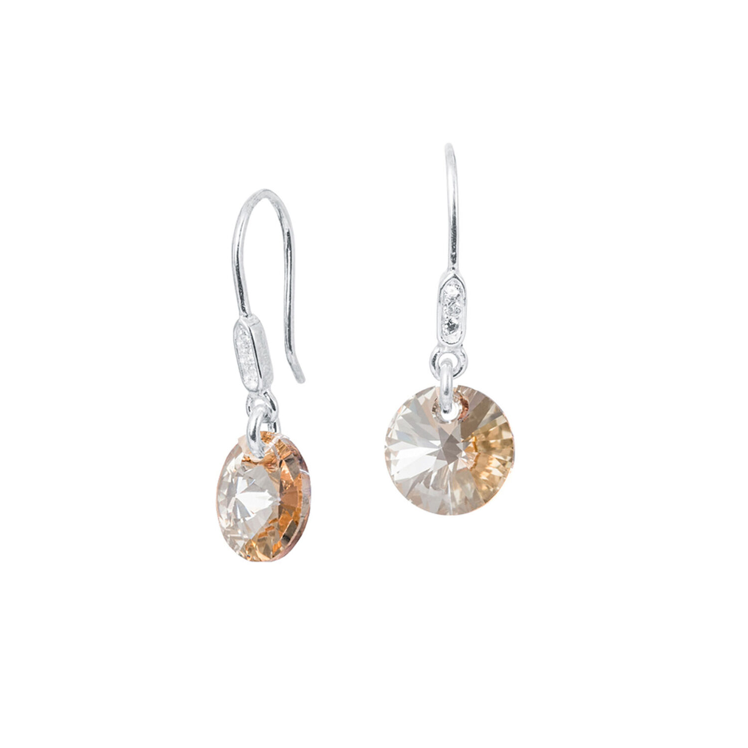 Aros Punto De Luz Circon Plata 925 Y Cristal Genuino Golden Shadow image number 0.0